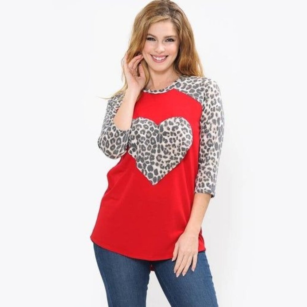 Now N Forever, Red Shirt, Animal Print Heart